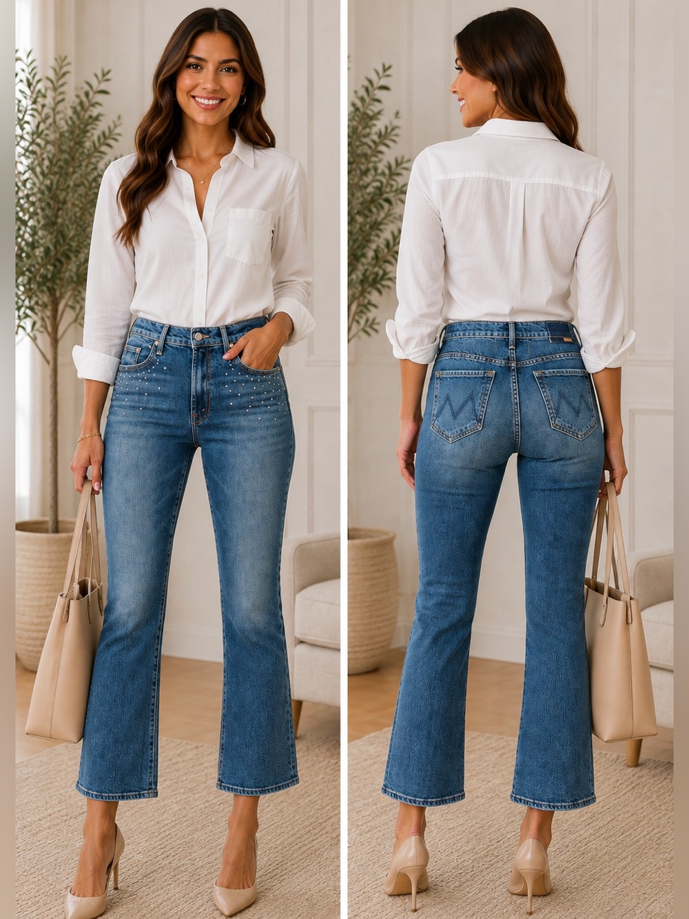 Mother The Insider Flood Studded Straight Jeans Women’s Size 33